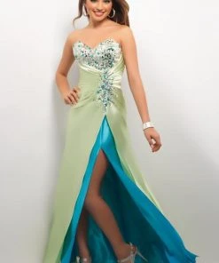 Blush By Alexia Designs Blush - Strapless Embellished Long Gown With Slit 9591 Formal Gowns