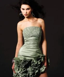 Blush By Alexia Designs Blush - Strapless Sequined Floral Cocktail Dress 9160