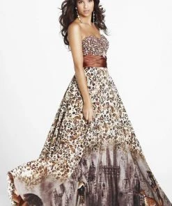 Blush By Alexia Designs Blush - Strapless Sweetheart Printed Evening Gown P016