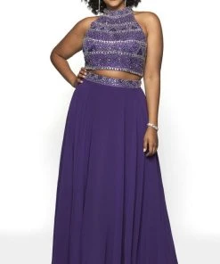 Blush By Alexia Designs Formal Gowns Blush Too By Alexia - 11794W Geo-Beaded Two-Piece Chiffon Gown