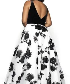 Blush By Alexia Designs Blush Too By Alexia - 5714W Plunging V-Neck Floral Ballgown 5 Blush By Alexia Designs Blush Too By Alexia - 5714W Plunging V-Neck Floral Ballgown