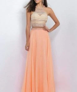Blush By Alexia Designs Formal Gowns Blush - Two-Piece Bejeweled Illusion High Neck Gown 11056
