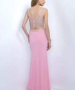 Blush By Alexia Designs Blush - Two-piece Bejeweled V-Neck Jersey Sheath Gown 11107 8 Blush By Alexia Designs Blush - Two-piece Bejeweled V-Neck Jersey Sheath Gown 11107