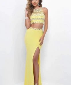 Blush By Alexia Designs Formal Gowns Blush - Two-Piece Pearl Embellished Halter Top Jersey Gown 11259 9 Blush By Alexia Designs Formal Gowns Blush - Two-Piece Pearl Embellished Halter Top Jersey Gown 11259