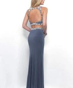 Blush By Alexia Designs Formal Gowns Blush - Two-Piece Pearl Embellished Halter Top Jersey Gown 11259 7 Blush By Alexia Designs Formal Gowns Blush - Two-Piece Pearl Embellished Halter Top Jersey Gown 11259