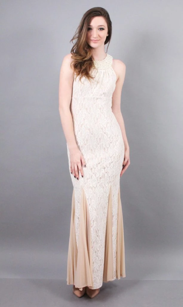 Cachet - 56727H Embellished Halter Neck Stretch Lace Dress 3 Cachet - 56727H Embellished Halter Neck Stretch Lace Dress