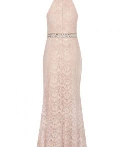 Cachet - 57808 Jeweled Collar Halter Lace Gown Formal Gowns