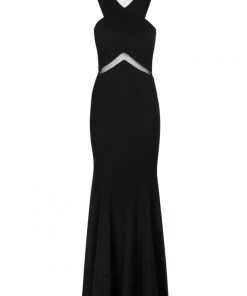 Cachet - 58028 Crossover Bodice Illusion Waist Mermaid Gown Formal Gowns