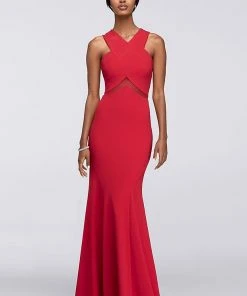 Cachet - 58028 Crossover Bodice Illusion Waist Mermaid Gown Formal Gowns