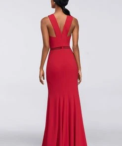 Cachet - 58028 Crossover Bodice Illusion Waist Mermaid Gown Formal Gowns