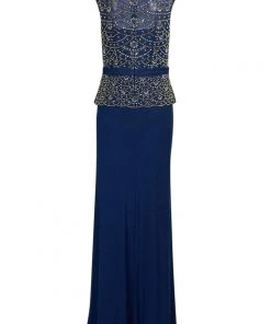 Cachet - 58245 Embellished Bodice Peplum Sheath Gown Formal Gowns