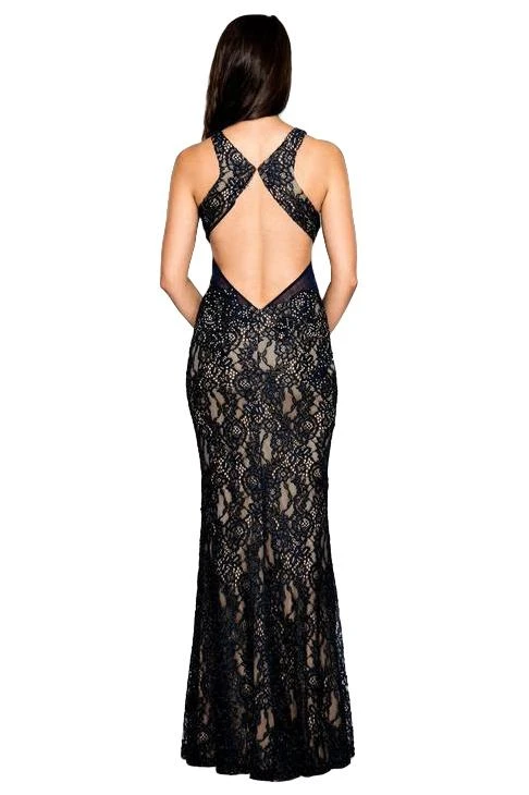 Cachet - 58250Z Black Embellished Lace Long Dress - 1 Pc Midnight Nude In Size 0 Available Formal Gowns 4 Cachet - 58250Z Black Embellished Lace Long Dress - 1 Pc Midnight Nude In Size 0 Available Formal Gowns