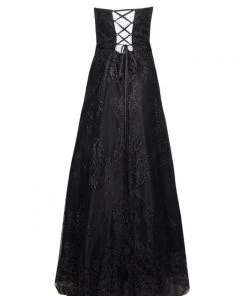 Cachet - 59190Q Plunging Sweetheart Glitter A-Line Gown