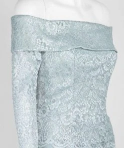 Cachet - 59205 Lace Off-Shoulder Satin A-line Dress Formal Gowns