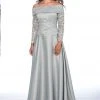 Cachet - 59205 Lace Off-Shoulder Satin A-line Dress Formal Gowns 2 Cachet - 59205 Lace Off-Shoulder Satin A-line Dress Formal Gowns