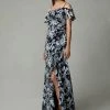 Cachet - 59689 Floral Off Shoulder Ruffled High Slit Gown 2 Cachet - 59689 Floral Off Shoulder Ruffled High Slit Gown