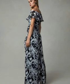 Cachet - 59689 Floral Off Shoulder Ruffled High Slit Gown 8 Cachet - 59689 Floral Off Shoulder Ruffled High Slit Gown