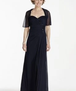 Cachet - Draped Jersey Dress With Bolero 56933