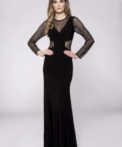 Cachet - Embellished Long Sleeves Dress 57535