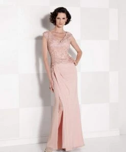 Cameron Blake By Mon Cheri Formal Gowns Cameron Blake - 114666 V Neck Long Dress With Slit