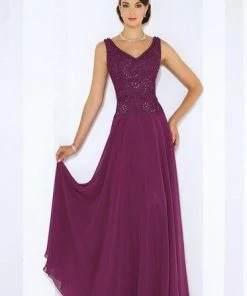 Cameron Blake By Mon Cheri Cameron Blake - 116654 Embellished Chiffon A-line Dress - 1 Pc Dark Raspberry In Size 8 Available Formal Gowns