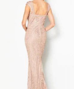 Cameron Blake By Mon Cheri - 219680 Shimmering Cap Sleeve Evening Dress - 1 Pc Smoke In Size 14 Available