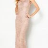 Cameron Blake By Mon Cheri - 219680 Shimmering Cap Sleeve Evening Dress - 1 Pc Smoke In Size 14 Available