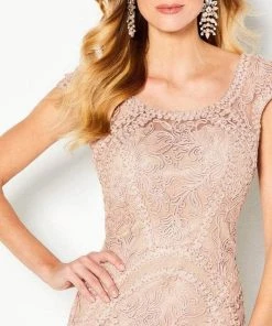 Cameron Blake By Mon Cheri - 219680 Shimmering Cap Sleeve Evening Dress - 1 Pc Smoke In Size 14 Available