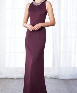 Formal Gowns Cameron Blake By Mon Cheri - Beaded Neckline Sheath Gown 116659