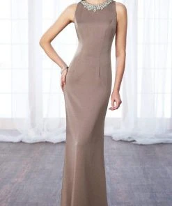 Formal Gowns Cameron Blake By Mon Cheri - Beaded Neckline Sheath Gown 116659