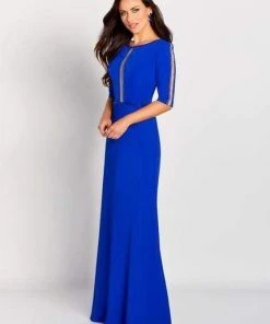 Cameron Blake By Mon Cheri - Illusion Paneled Evening Gown 119655 - 1 Pc Smokey Mink In Size 4 Available Formal Gowns