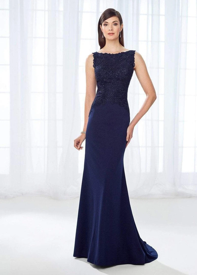 Formal Gowns Cameron Blake By Mon Cheri - Shimmering Bateau Beaded Lace Jersey Gown 118684 - 1 Pc Stone In Size 14 Available 5 Formal Gowns Cameron Blake By Mon Cheri - Shimmering Bateau Beaded Lace Jersey Gown 118684 - 1 Pc Stone In Size 14 Available