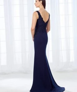 Formal Gowns Cameron Blake By Mon Cheri - Shimmering Bateau Beaded Lace Jersey Gown 118684 - 1 Pc Stone In Size 14 Available 9 Formal Gowns Cameron Blake By Mon Cheri - Shimmering Bateau Beaded Lace Jersey Gown 118684 - 1 Pc Stone In Size 14 Available
