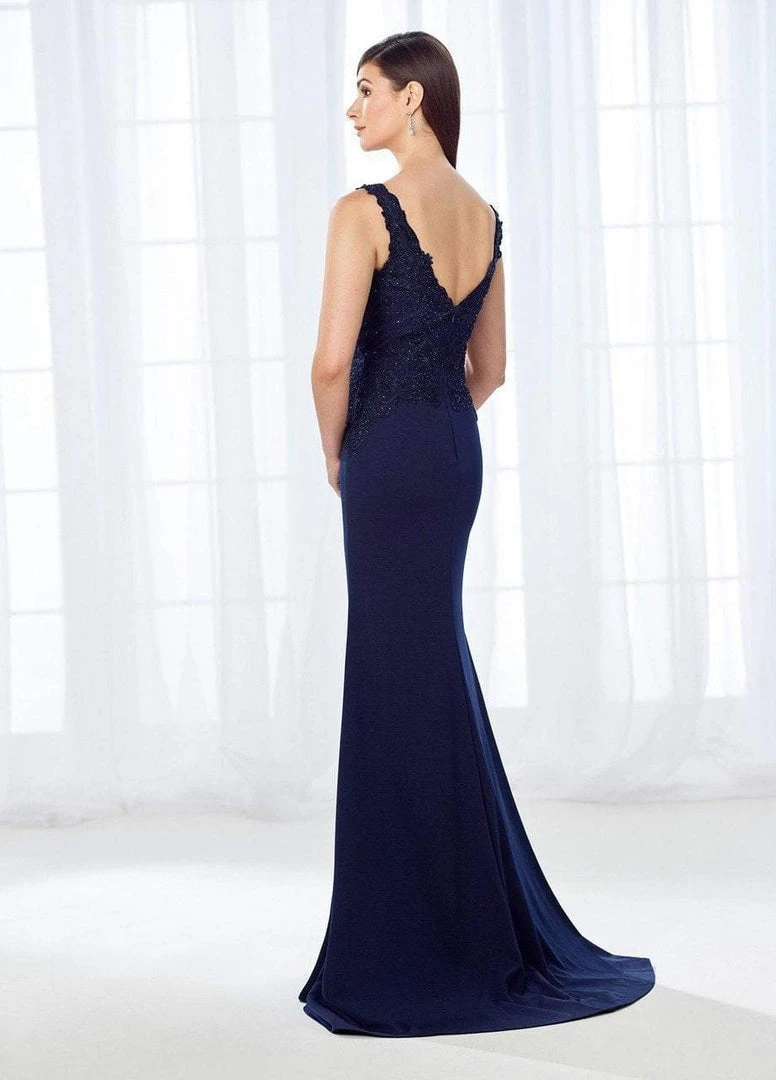 Formal Gowns Cameron Blake By Mon Cheri - Shimmering Bateau Beaded Lace Jersey Gown 118684 - 1 Pc Stone In Size 14 Available 6 Formal Gowns Cameron Blake By Mon Cheri - Shimmering Bateau Beaded Lace Jersey Gown 118684 - 1 Pc Stone In Size 14 Available