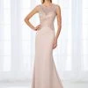 Formal Gowns Cameron Blake By Mon Cheri - Shimmering Bateau Beaded Lace Jersey Gown 118684 - 1 Pc Stone In Size 14 Available