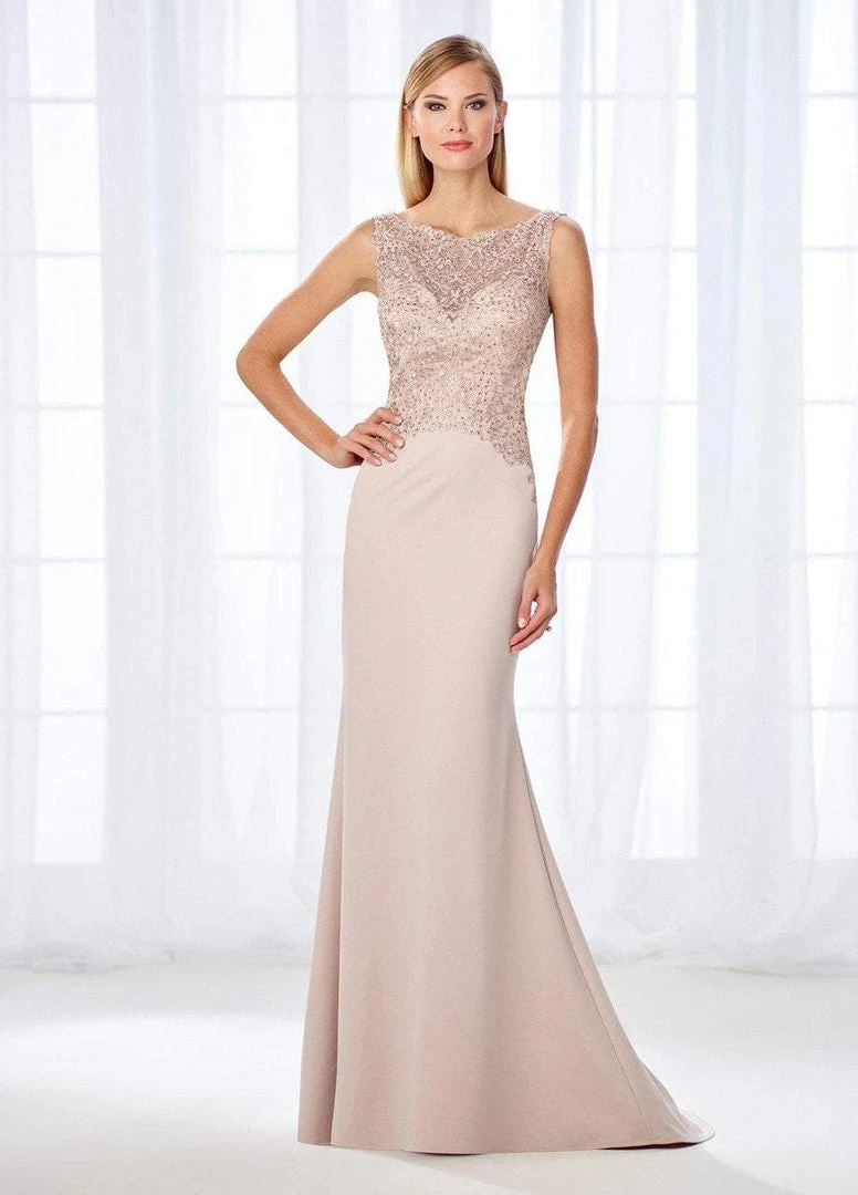 Formal Gowns Cameron Blake By Mon Cheri - Shimmering Bateau Beaded Lace Jersey Gown 118684 - 1 Pc Stone In Size 14 Available 3 Formal Gowns Cameron Blake By Mon Cheri - Shimmering Bateau Beaded Lace Jersey Gown 118684 - 1 Pc Stone In Size 14 Available