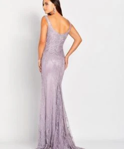 Cameron Blake By Mon Cheri - Versatile Jeweled Lace Sheath Gown 119662 - 1 Pc Oyster In Size 4 Available