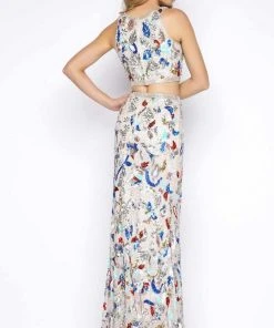Cassandra Stone - 1062A Abstract Floral Sequined Gown Formal Gowns
