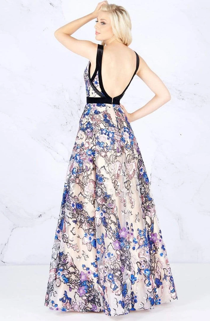 Cassandra Stone - 40898A Plunging V-Neck Sequined Evening Gown 4 Cassandra Stone - 40898A Plunging V-Neck Sequined Evening Gown