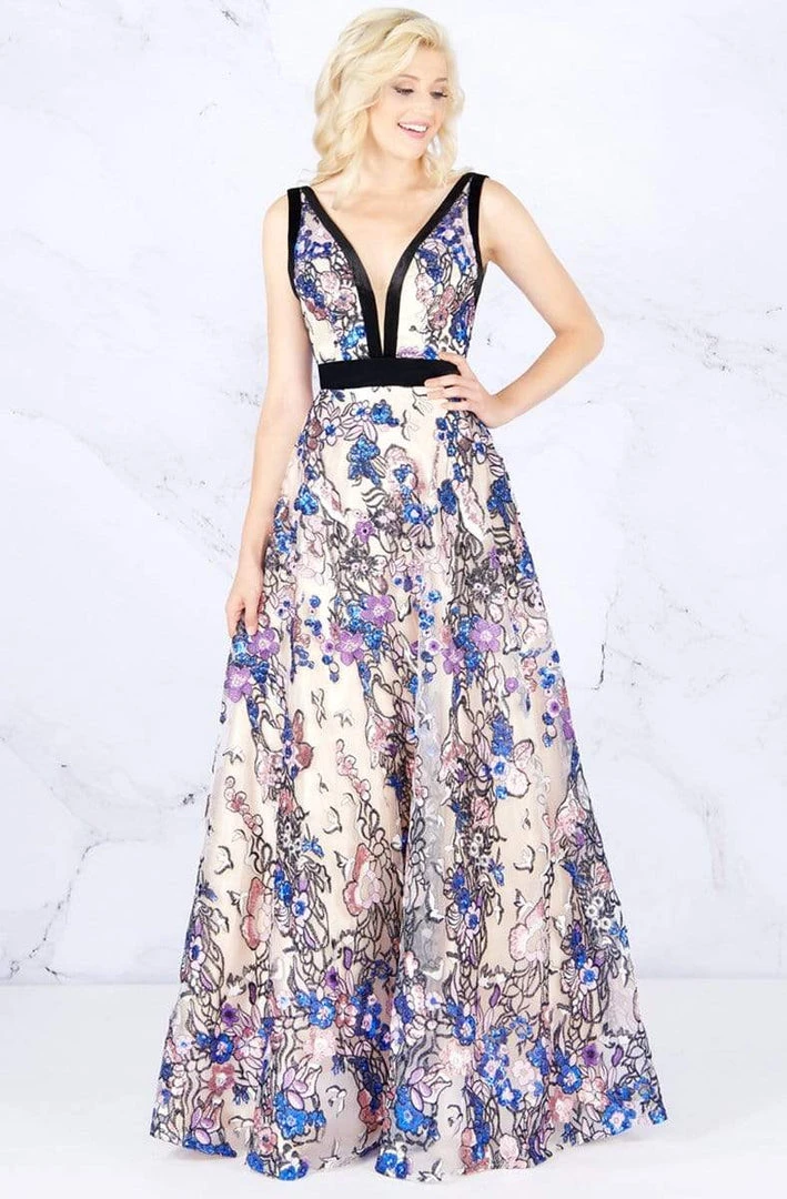 Cassandra Stone - 40898A Plunging V-Neck Sequined Evening Gown 3 Cassandra Stone - 40898A Plunging V-Neck Sequined Evening Gown