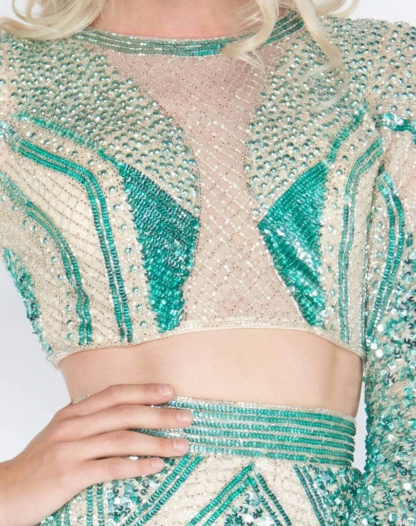 Cassandra Stone - 4660A Long Sleeve Sequined Two-Piece Gown Formal Gowns 5 Cassandra Stone - 4660A Long Sleeve Sequined Two-Piece Gown Formal Gowns