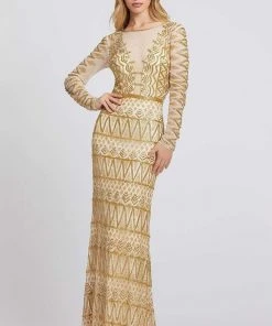 Cassandra Stone - 4724A Embellished Bateau Long Sleeves Dress Formal Gowns