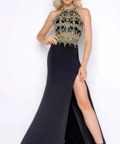 Formal Gowns Cassandra Stone - 50365A High Neck Gown Style