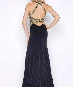 Formal Gowns Cassandra Stone - 50365A High Neck Gown Style