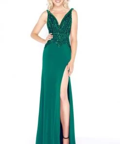 Cassandra Stone - 50484A Embellished V-neck Sheath Dress