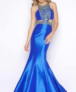 Cassandra Stone - 65953A High Neck Gown Style Formal Gowns