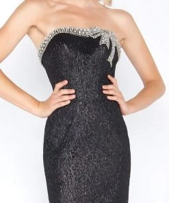 Cassandra Stone - 66444A Strapless Bow Accented Brocade Trumpet Gown Formal Gowns