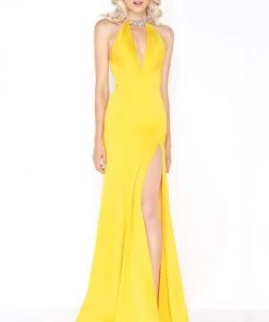 Cassandra Stone - 66465A Fitted Halter Sheath Dress Formal Gowns