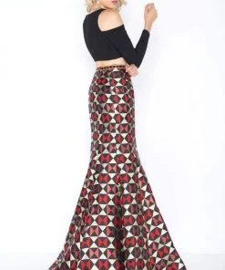 Cassandra Stone - 66523A Two Piece Cold Shoulder Contrast Trumpet Gown Formal Gowns