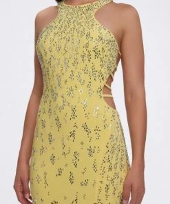 Cassandra Stone - 66874A Embellished Halter Dress With Lattice Back Formal Gowns